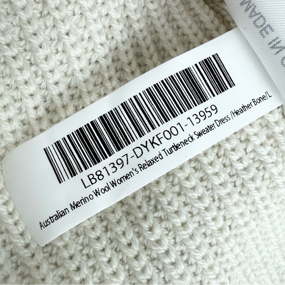 Quince Australian Merino Wool Relaxed Turtleneck Sweater Dress Cream L NWT - Picture 12 of 12